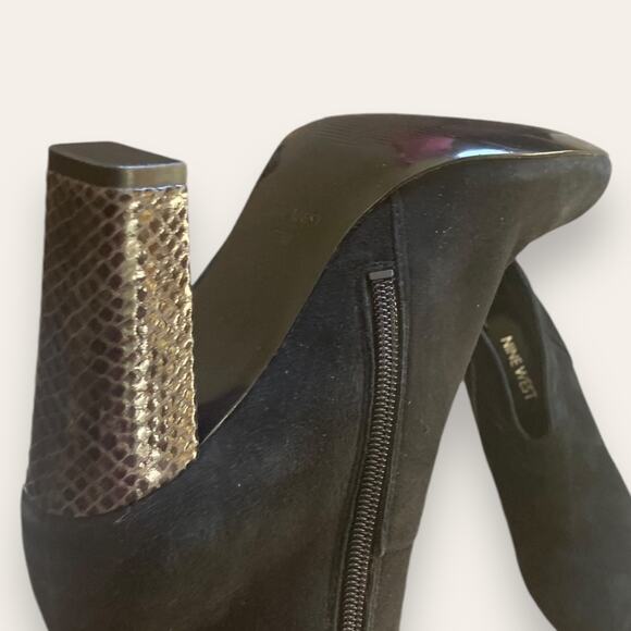 Nine West Black Suede Almond Toe Ankle Bootie Size 6.5 M NWOB - Picture 8 of 9